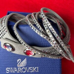 Swarovski Gray Crystal Wrap Bracelet with Silver Accents